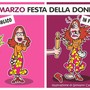 Festa della Donna: mimosa in pubblico e "mazzate" in privato - Illustrazione di Giovanni Cavallo