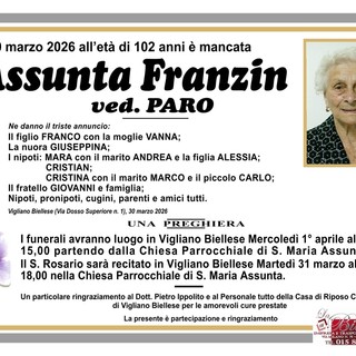 Assunta Franzin, ved. Paro