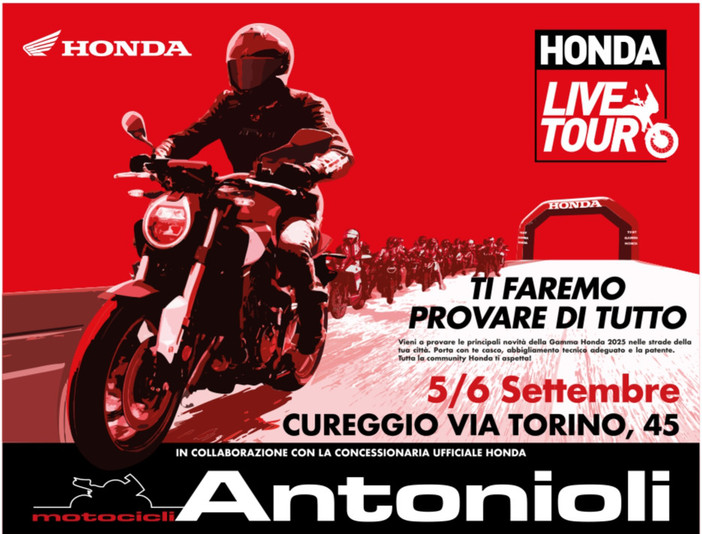 Honda Live Tour da Antonioli Motocicli: il 5 e 6 settembre si provano i modelli Honda Honda Live Tour da Antonioli Motocicli: il 5 e 6 settembre si provano i modelli Honda