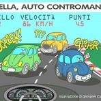 Auto contromano: arriva da Biella il nuovo simulatore di guida - Illustrazione di Giovanni Cavallo.