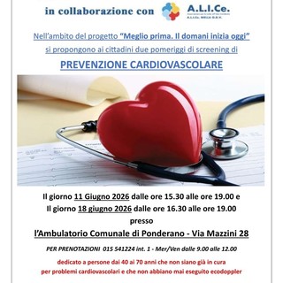 Ponderano, screening di prevenzione cardiovascolare