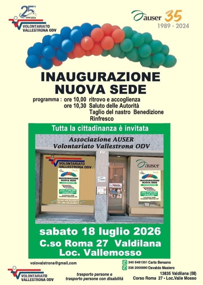 Vallemosso, Auser Volontariato Vallestrona inaugura la nuova sede