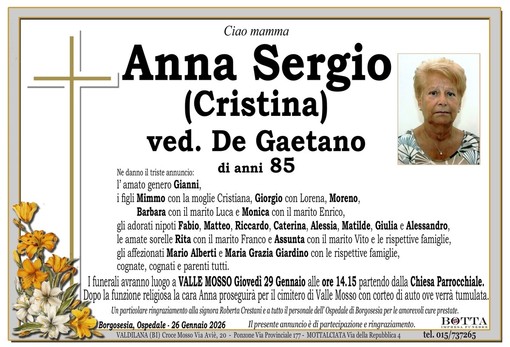 Anna Sergio (Cristina), ved. De Gaetano