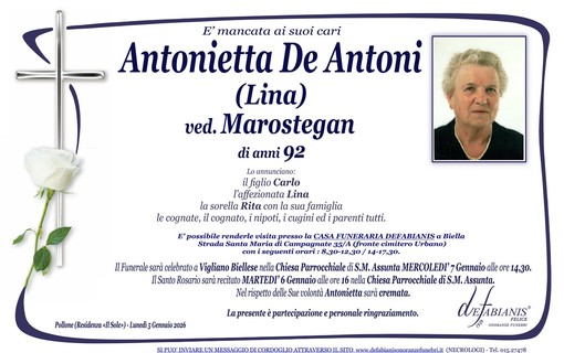 Antonietta De Antoni (Lina), ved. Marostegan