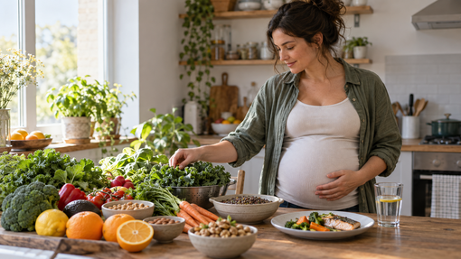 Alimentazione in gravidanza: colmiamo il fabbisogno di minerali e vitamine - Immagine generata con IA Alimentazione in gravidanza: colmiamo il fabbisogno di minerali e vitamine - Immagine generata con IA