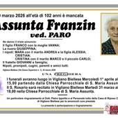 Assunta Franzin, ved. Paro