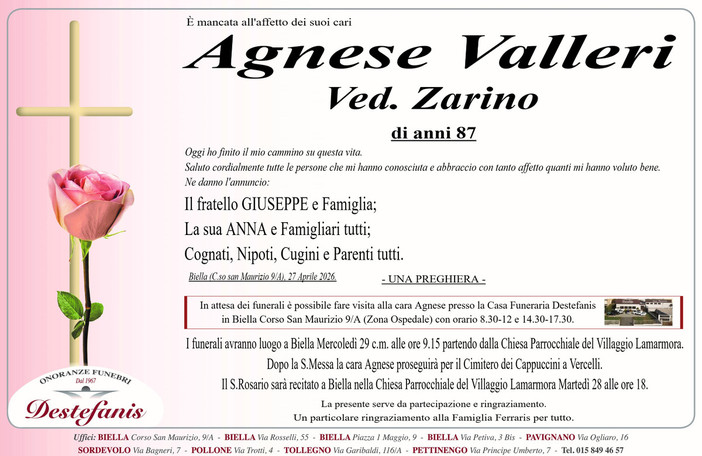 Agnese Valleri, ved. Zarino