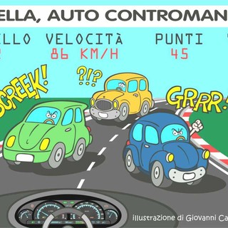 Auto contromano: arriva da Biella il nuovo simulatore di guida - Illustrazione di Giovanni Cavallo.
