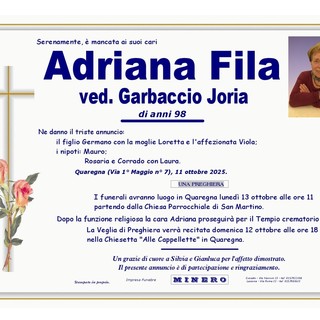 Adriana Fila, ved. Garbaccio Joria Adriana Fila, ved. Garbaccio Joria