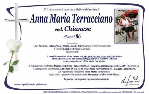 Anna Maria Terracciano, ved. Chianese Anna Maria Terracciano, ved. Chianese
