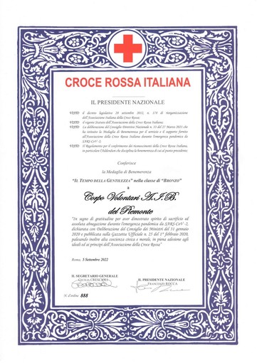 Al Corpo AIB del Piemonte “Il Tempo della Gentilezza” della Croce Rossa