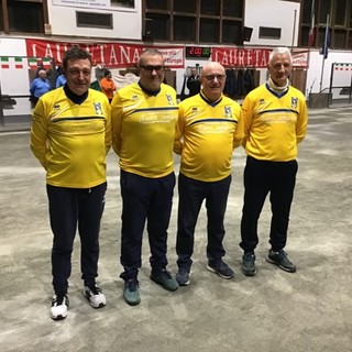 La quadretta di Valldengo Diliddo, Boccaletti, Zedda, Martin al comando del girone B - Foto Federbocce