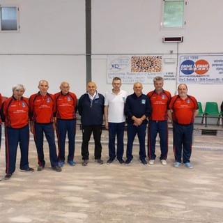 In maglia rossa i giocatori di Vallemosso Mossese - Foto Federbocce In maglia rossa i giocatori di Vallemosso Mossese - Foto Federbocce