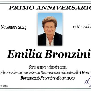 Emilia Bronzini, primo anniversario Emilia Bronzini, primo anniversario