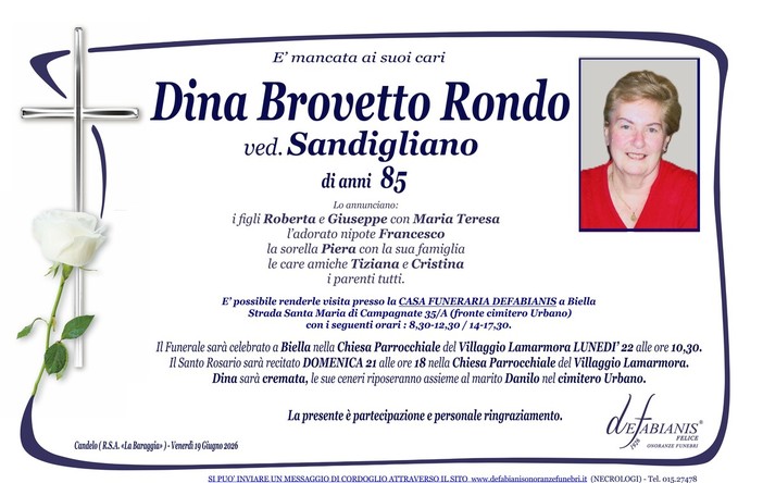 Dina Brovetto Rondo, ved. Sandigliano