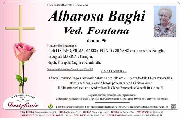 Albarosa Baghi, ved. Fontana