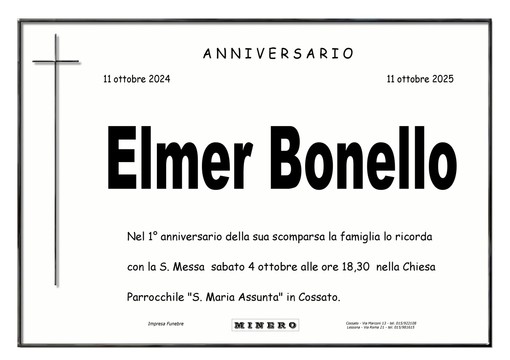 Elmer Bonello, anniversario Elmer Bonello, anniversario