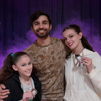 Tre atlete della scuola Dance4 di Biella al Butterfly Evolution, nella foto di Alberto Barbera, Angelica Barbera, Il coach Alessandro Schiapparelli e Jeannette Moda