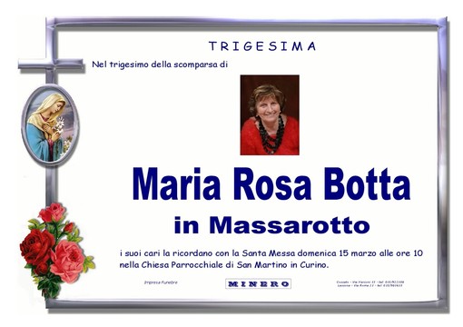 Maria Rosa Botta in Massarotto, trigesima