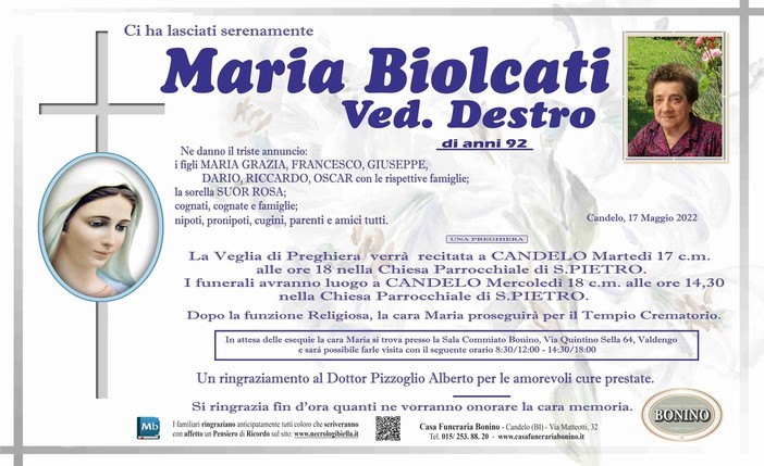 Maria Biolcati, Ved.Destro