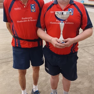 Gianni Rainero e Alessandro Cereia Fus di Vallemosso Mossese vincitori a Buronzo - Foto Federbocce Gianni Rainero e Alessandro Cereia Fus di Vallemosso Mossese vincitori a Buronzo - Foto Federbocce