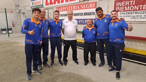 Due terne in finale. Vincono Angelo Tomas Diglaudi, Corrado Nicolas Diglaudi, Umberto Dellagaren - Foto Federbocce Due terne in finale. Vincono Angelo Tomas Diglaudi, Corrado Nicolas Diglaudi, Umberto Dellagaren - Foto Federbocce