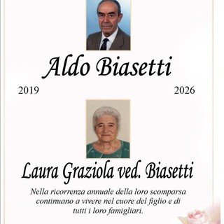 Aldo Biasetti e Laura Graziola ved. Biasetti, anniversario