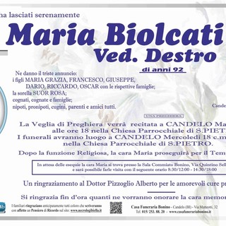 Maria Biolcati, Ved.Destro