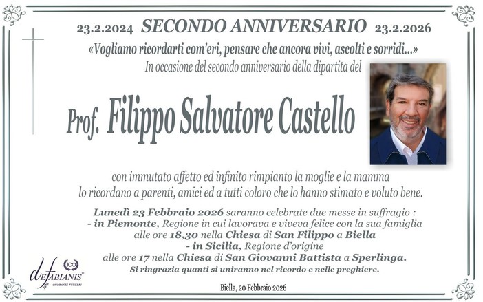 Prof. Filippo Salvatore Castello - Secondo anniversario