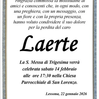 Laerte Cavasin, ringraziamento