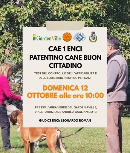 Biella, Gardenville ospita il Test ENCI “Cane Buon Cittadino”