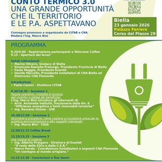 Conto Termico 3.0: A Biella un convegno per territorio e Pubbliche Amministrazioni