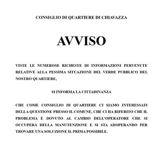 Verde pubblico a Chiavazza, il Consiglio di Quartiere: “Situazione al centro della nostra attenzione”