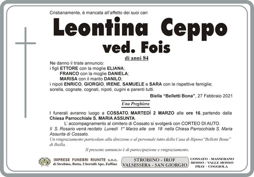 Leontina Ceppo ved. Fois
