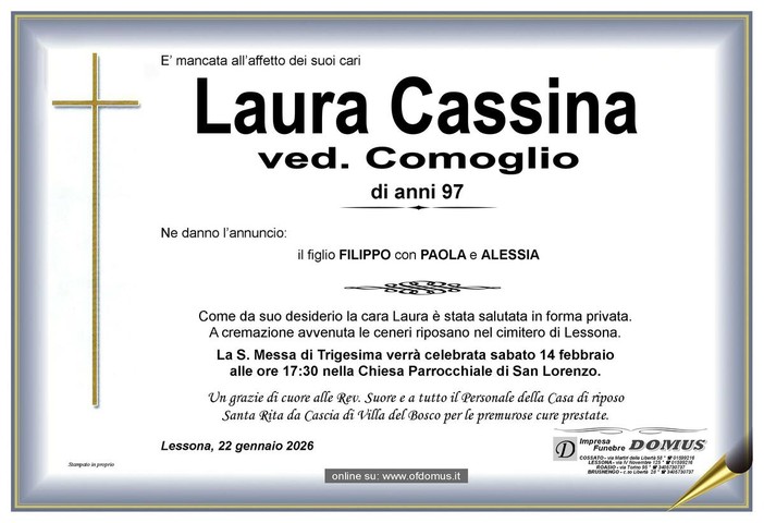 Laura Cassina, ved. Comoglio