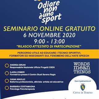 "Odiare non è uno sport": il seminario di CSEN contro l'hate speech