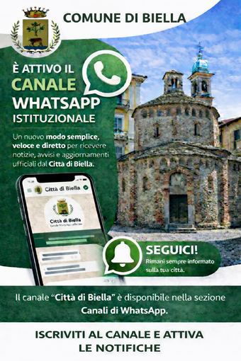 Il Comune di Biella attiva il canale WhatsApp istituzionale Il Comune di Biella attiva il canale WhatsApp istituzionale