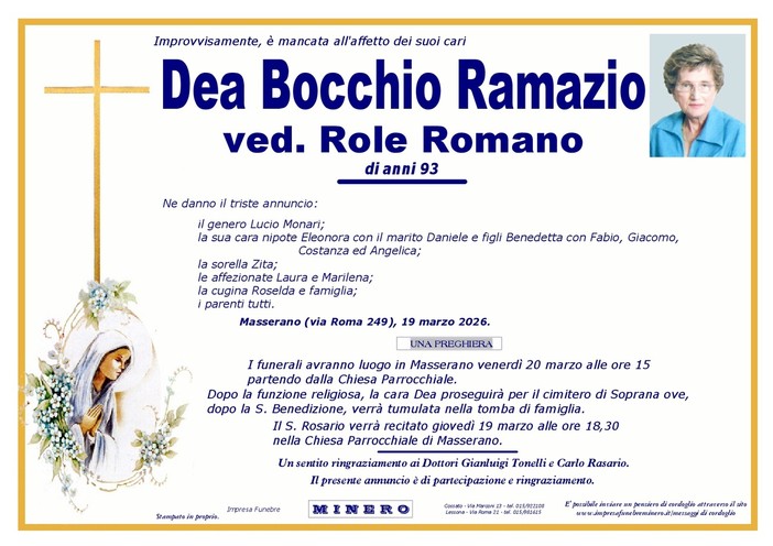 Dea Bocchio Ramazio, ved. Role Romano