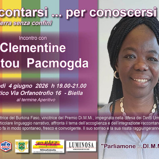 A Biella Clèmentine Talatou Pacmogda scrittrice del Burkina Faso vincitrice, del premio Diari Multimediali dei Migranti