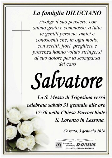 Diluciano Salvatore, ringraziamento