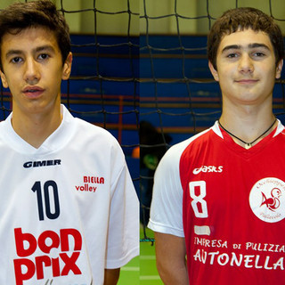 Davide Borello del Biella Volley e Riccardo Bertuzzi dell'Occhieppese Davide Borello del Biella Volley e Riccardo Bertuzzi dell'Occhieppese