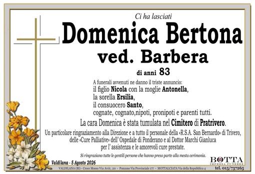 Domenica Bertona, ved. Barbera Domenica Bertona, ved. Barbera