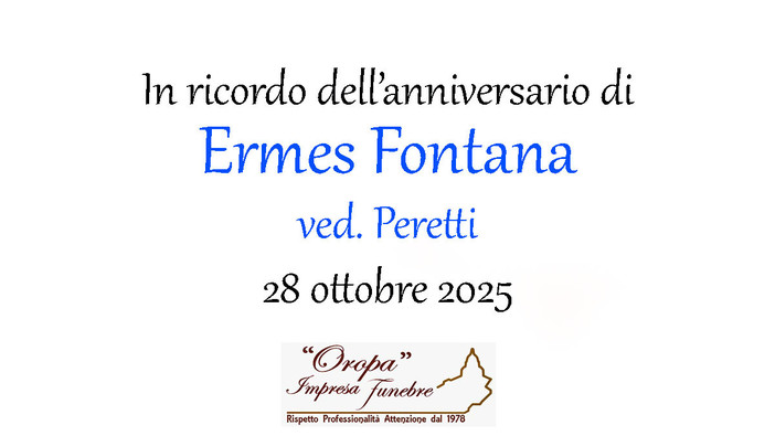 Ermes Fontana, ved. Peretti - Anniversario