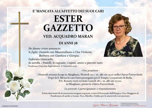 Ester Gazzetto, ved. Acquadro Maran