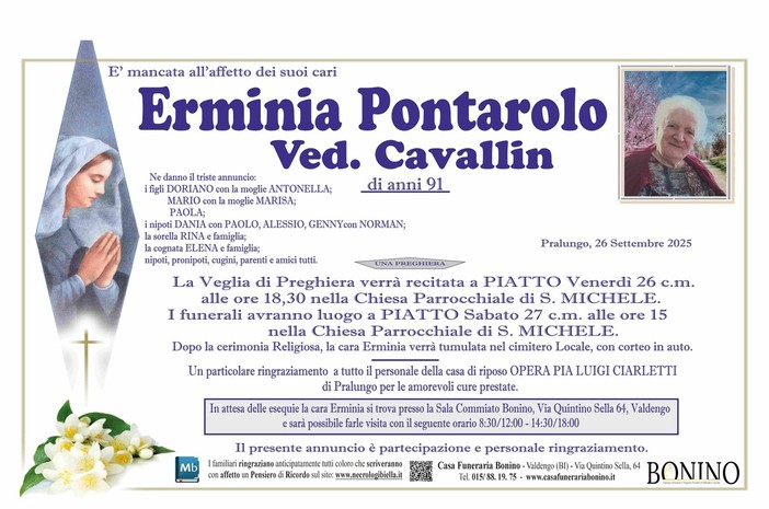 Erminia Pontarolo, ved. Cavallin