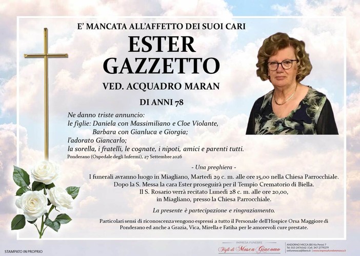 Ester Gazzetto, ved. Acquadro Maran