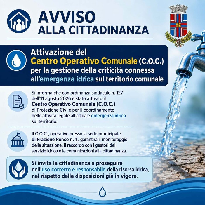 Emergenza idrica a Valdilana: attivato il Centro Operativo Comunale Emergenza idrica a Valdilana: attivato il Centro Operativo Comunale