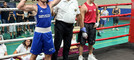 Boxe, a Mongrando i campionati italiani under 15 fase regionale, nella foto l'under 19, Francesco Bianco, dopo una vittoria in trasferta