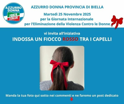 25 Novembre, Azzurro Donna Biella: &quot;Indossa un fiocco rosso tra i capelli&quot;