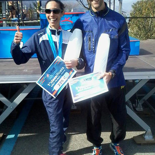 Ilaria Zaccagni e Alberto Mosca, migliori italiani alla mezza maratona del Lago Maggiore (Foto Alessandro Zingarelli)